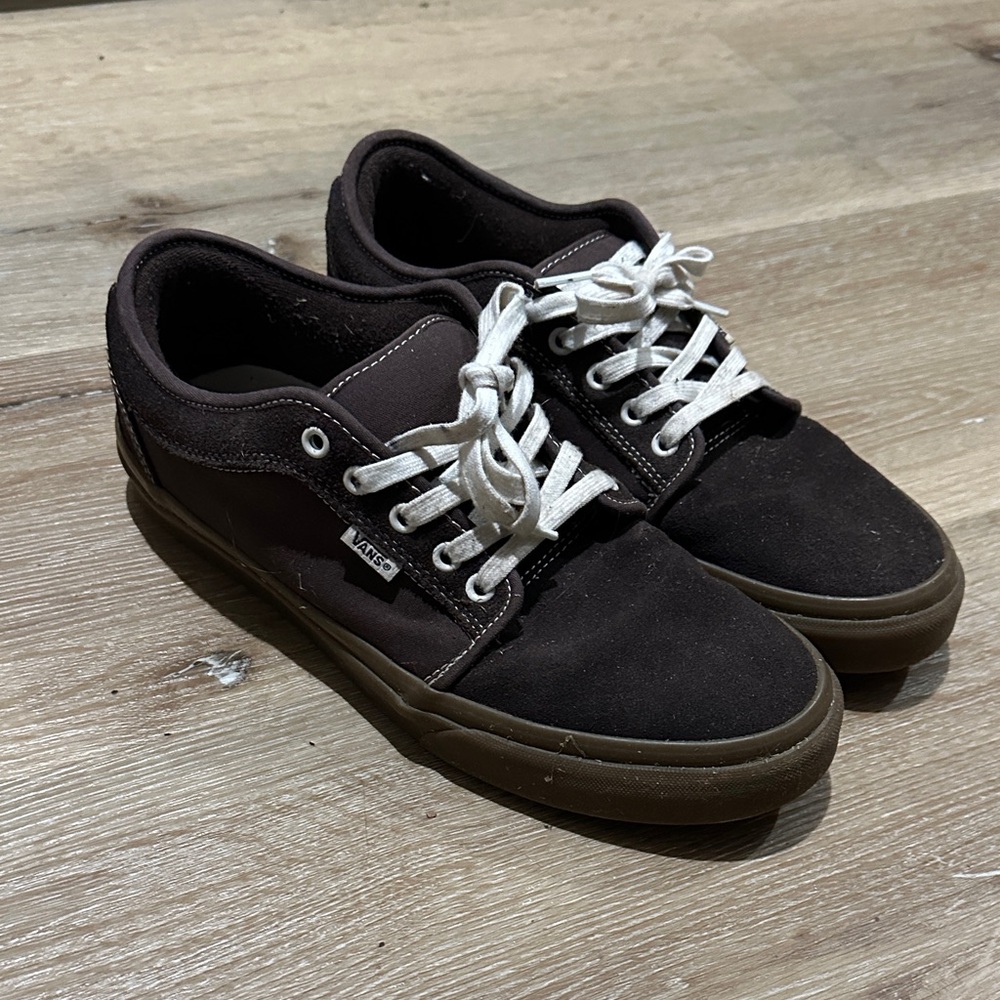 Vans size 10.5 Men's (dark brown/off white) Canvas Sneakers